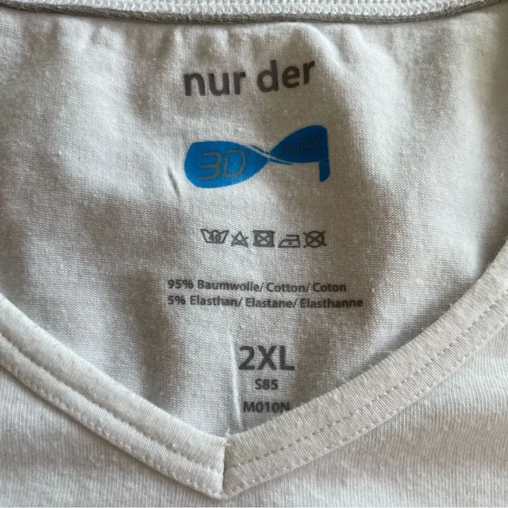 Nur Der Men’s White V Neck Undershirt Cotton Size XL/ XXL Like New Long